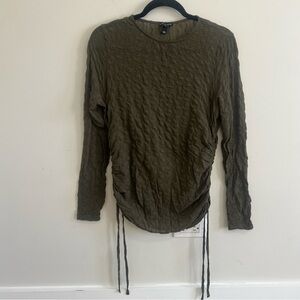 River Island Patterned Textured Long Sleeve Blouse Tie String Sides Work